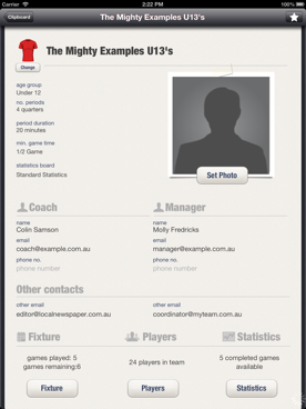 Your teams details and key contacts.